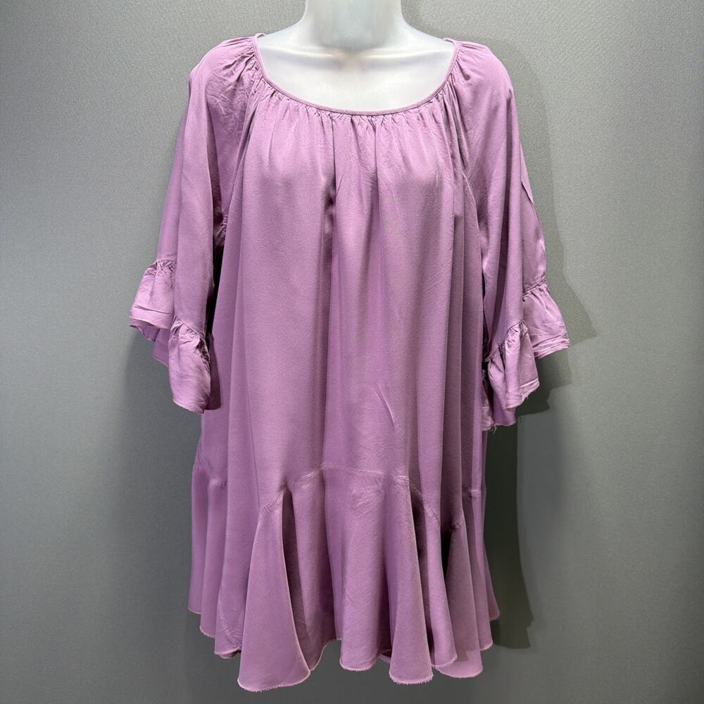 Women’s Lilac Scoop Neck Bell Sleeve Lined Oversized Dress Listicle Size Small